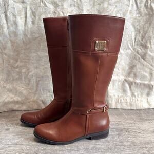Tommy Hilfiger Brown Tall Riding Boot Womens 8 Gold Tone Accents TW Xenon2